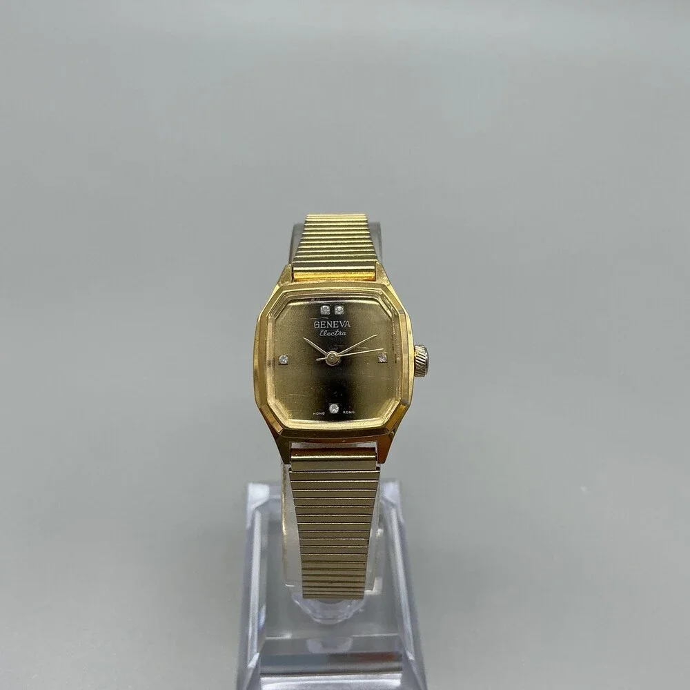Vintage Geneva Electra Women Watch 22mm Gold Tone Adjustable Band Manual Wind